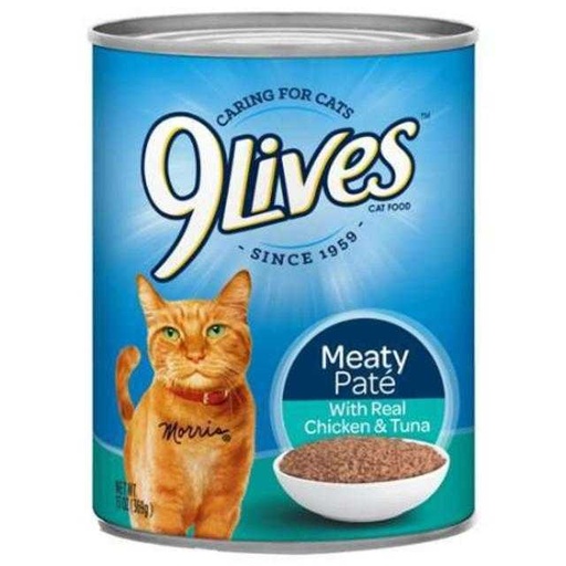 [079100522385] 9Lives Chicken & Tuna Cat Food 13 oz