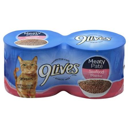 [079100003679] 9Lives Meaty Pate Seafood Platter Cat Food 4 ct 5.5 oz