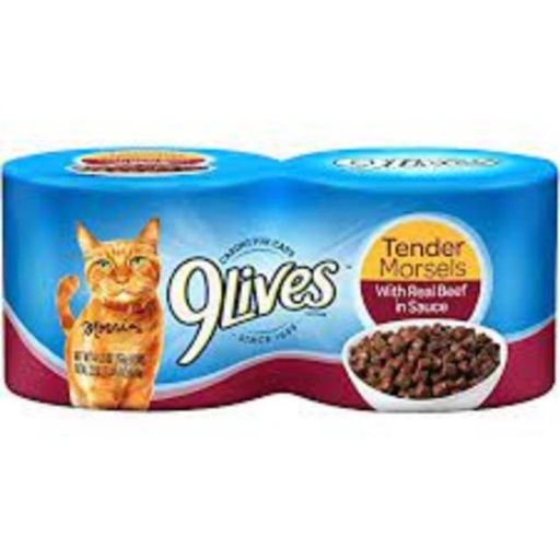 [079100008483] 9Lives Tender Morsels with Real Beef in Sauce Cat Food 4 ct 5.5 oz