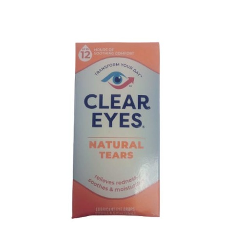 [678112736454] Clear Eyes Natural Tears Lubricant Eye Drops 0.5 oz