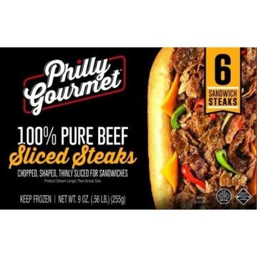 [073504611119] Philly Gourmet 100% Beef Sliced Steaks 6 ct 9 oz