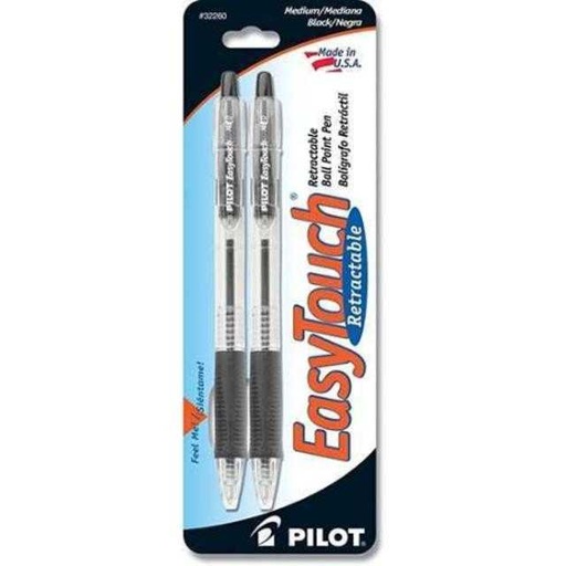 [072838322609] Pilot Easytouch Retractable Ball Point Pens Black 2 ct