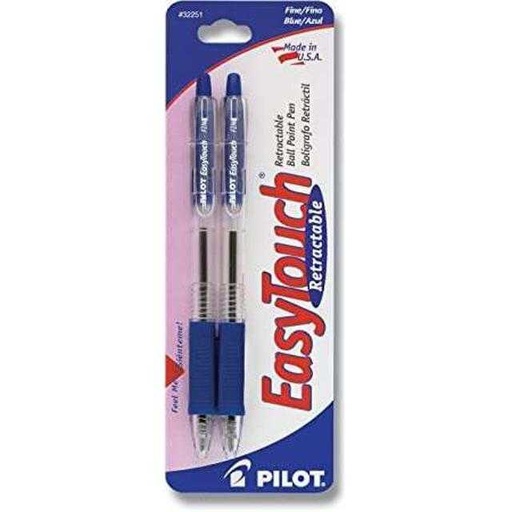[072838322616] Pilot Easytouch Retractable Ball Point Pens Blue 2 ct
