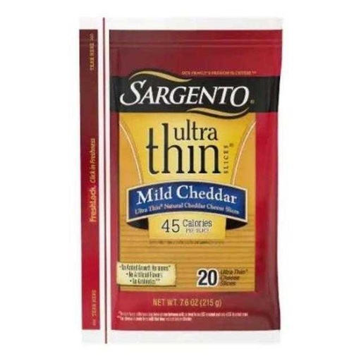 [046100002247] Sargento Ultra Thin Mild Cheddar Sliced Cheese 7.6 oz