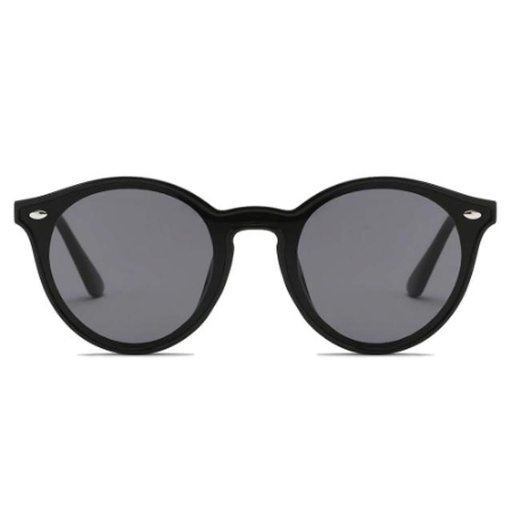 [00000224] Unisex Retro Round Fashion Sunglasses - Black (S1100-C1)