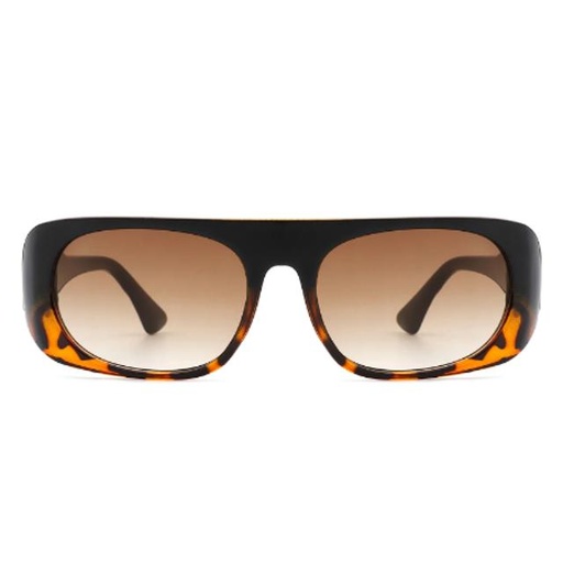 [00000250] Women's Rectangle Retro Vintage Oval Flat Top Fashion Sunglasses - Dark Brown (HS1112)