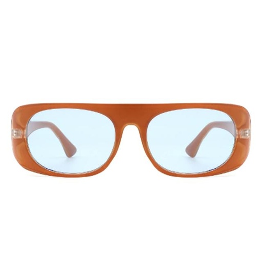 [00000248] Women's Rectangle Retro Vintage Oval Flat Top Fashion Sunglasses - Light Brown (HS1112)