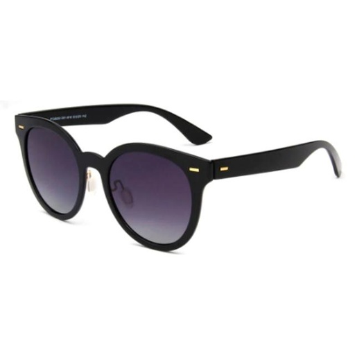 [00000236] Women's Round Polarized Fashion Sunglasses - Black (PT28050-D01-B16)