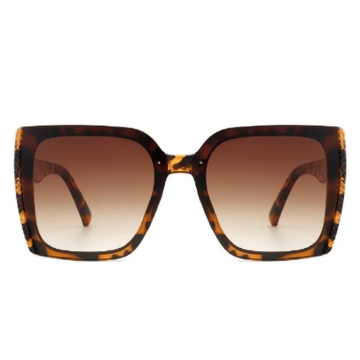 [00000246] Women's Square Flat Top Chic Tinted Oversize Fashion Sunglasses - Dark Brown (S2111)