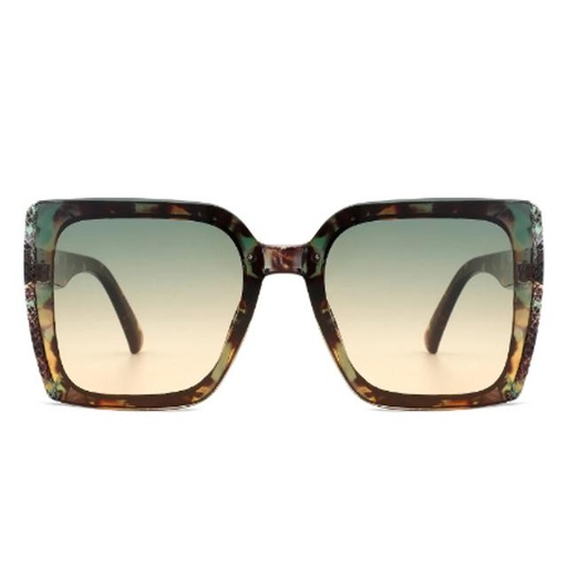 [00000245] Women's Square Flat Top Chic Tinted Oversize Fashion Sunglasses - Light Brown (S2111)