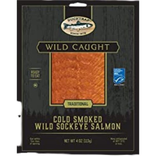 [082674039197] Duck Trap Wild Caught Cooked Smoked Wild Sockeye Salmon 4 oz