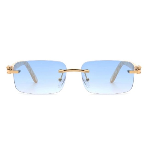 [00000233] Men's Retro Vintage Rimless Rectangle Tinted Square Fashion Sunglasses - Blue (HW3011)
