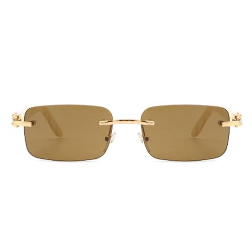 [00000229] Men's Retro Vintage Rimless Rectangle Tinted Square Fashion Sunglasses - Brown (HW3011)