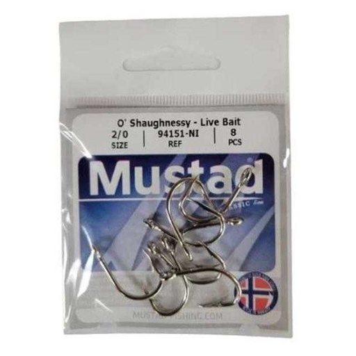 [023534152908] Mustad O'Shaughnessy 2/0 Size 8 Hooks