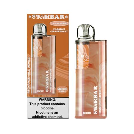 [661631263754] SugarBar Passion Grapefruit 8000 Puffs (Rechargeable)