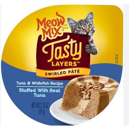 [829274761765] Meow Mix Tasty Layers Tuna and Whitefish 2.75 oz