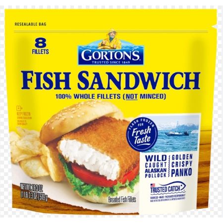 [044400154406] Gorton's Fish Sandwich 100% Whole Fillet (Not Minced) 19 oz