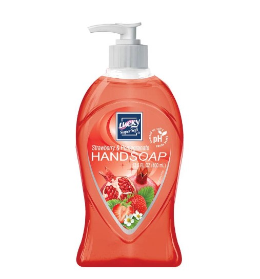 Lucky Super Soft Liquid Hand Soap Strawberry and Pomegranate 13.5 oz