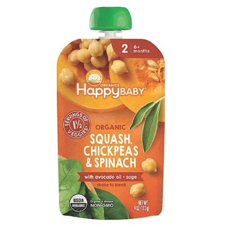 Happy Baby Organic Squash, Chickpeas & Spinach, Organic, 2 (6+ Months) 4 oz