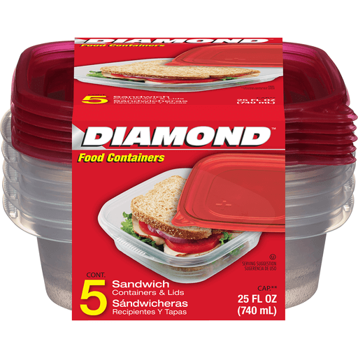 Sandwich Food Container 25 fl oz - Diamond