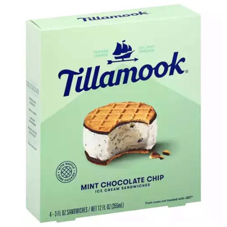 Tillamook Mint Chocolate Chip Ice Cream Sandwich 355 ml