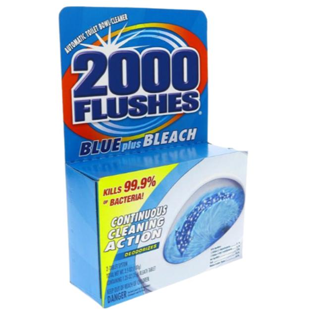 2000 Flushes Automatic Toilet Bowl Cleaner Blue + Bleach 1 ct 3.5 oz