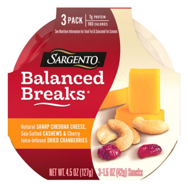 Balanced Breaks Sharp Cheddar Cheese, Cashews & Dried Cranberries 3 ct 4.5 oz