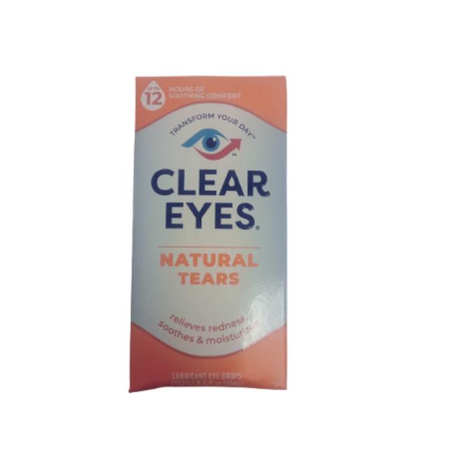 Clear Eyes Natural Tears Lubricant Eye Drops 0.5 oz