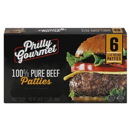Philly Gourmet 100% Pure Beef Burger Patties 6 ct 24 oz