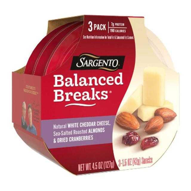 Sargento Balanced Breaks Natural White Cheddar Cheese & Sea-Salted Roasted Almonds & Dried Cranberries 3 ct 4.5 oz