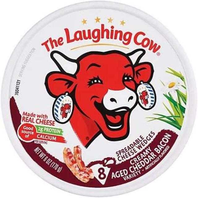 The Laughing Cow Creamy Aged Cheddar Bacon Spreadable Cheese Wedges 6 oz