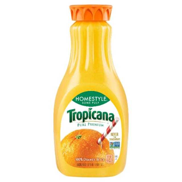 Tropicana 100% Orange Juice Homestyle Some Pulp 52 oz