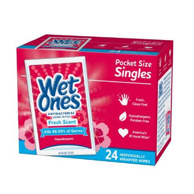 Wet Ones Antibacterial Fresh Scent Hand Wipes 24 ct