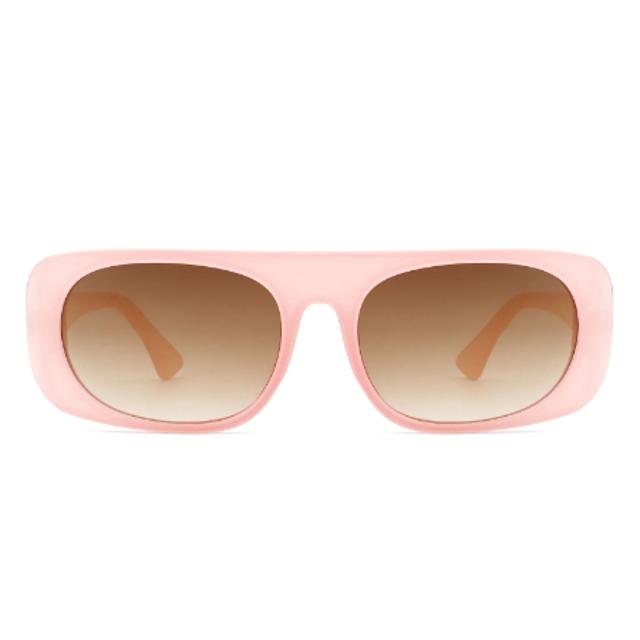 Women's Rectangle Retro Vintage Oval Flat Top Fashion Sunglasses - Pink (HS1112)