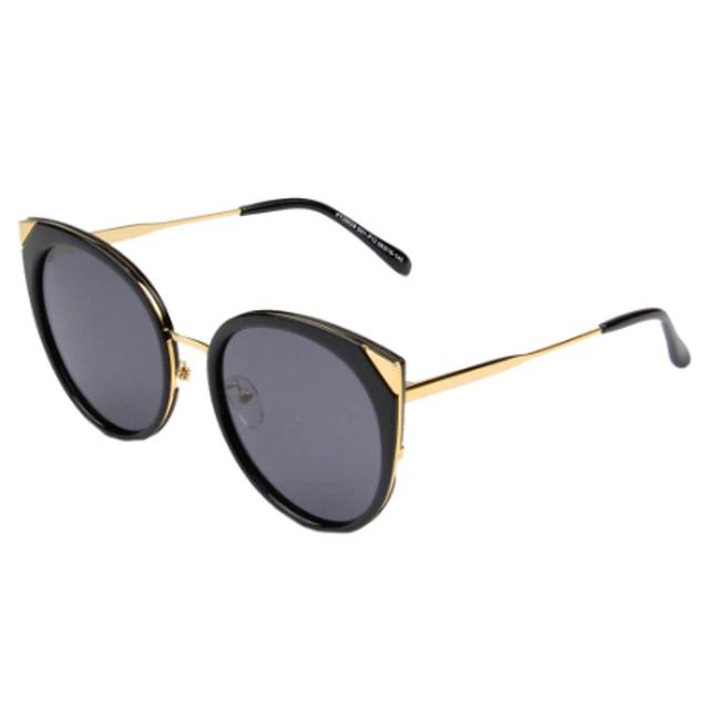Women's Round Polarized Cat Eye Sunglasses - Black (PT28028-D01-P12)