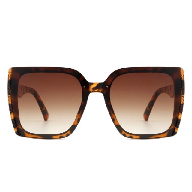 Women's Square Flat Top Chic Tinted Oversize Fashion Sunglasses - Dark Brown (S2111)