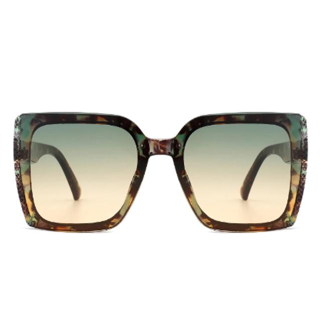Women's Square Flat Top Chic Tinted Oversize Fashion Sunglasses - Light Brown (S2111)