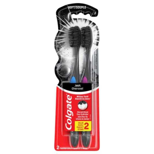 Colgate 360 Charcoal Toothbrush Soft 2 ct