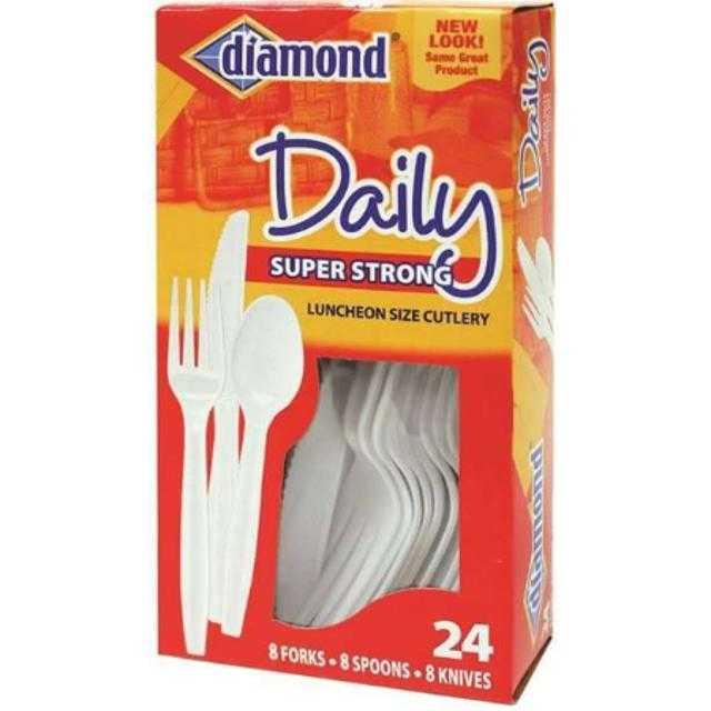 Diamond White Assorted Plastic Cutlery 24 ct