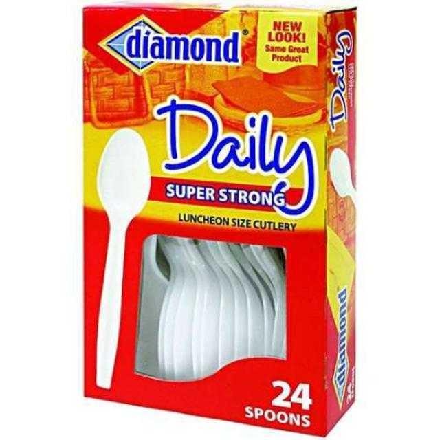 Diamond White Plastic Spoons 24 ct
