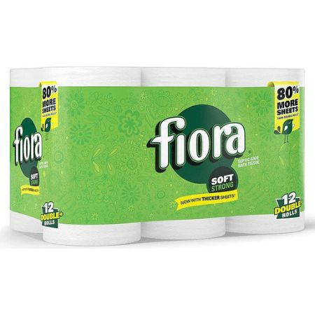 Fiora 2-Ply Double+ Rolls Soft + Strong Unscented Bath Tissue 12 Rolls