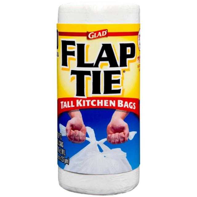 Glad Flap Tie Tall Kitchen Trash Bags 40 ct 13 gal