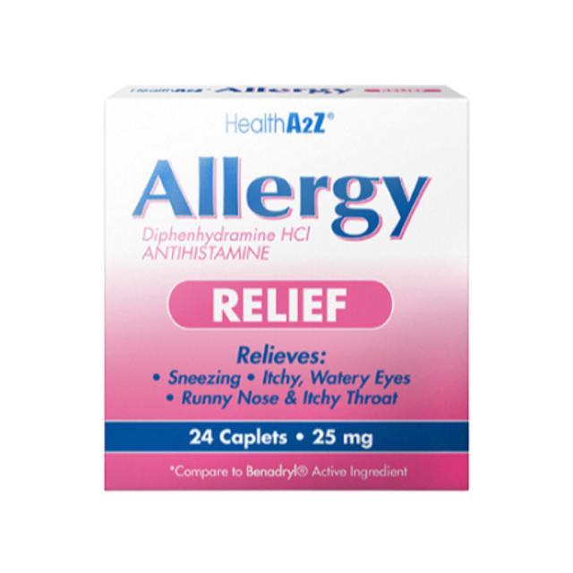 HealthA2Z Allergy Relief Caplets 24 ct 25 mg