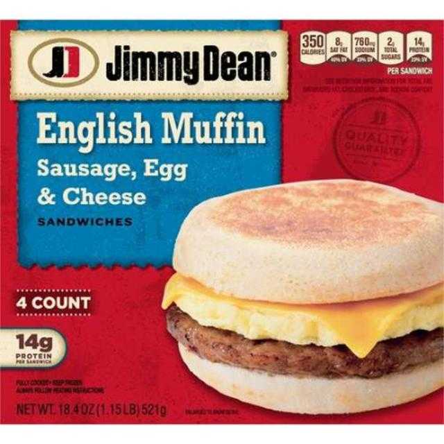 Jimmy Dean English Muffin Sausage, Egg & Cheese Sandwiches 4 ct 18.4 oz