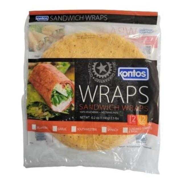 Kontos Wraps Sandwich Jalapeno 12 ct 12 in