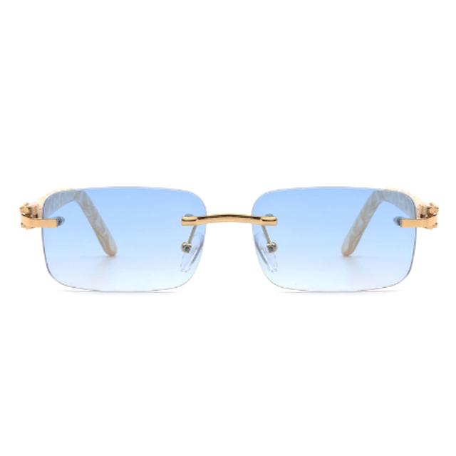Men's Retro Vintage Rimless Rectangle Tinted Square Fashion Sunglasses - Blue (HW3011)