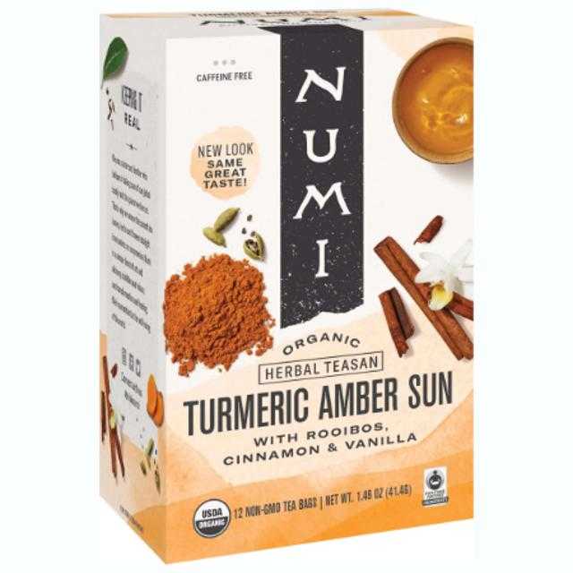 Numi Tumeric Amber Sun Herbal Teasan Organic Tea Bags 15 ct 1.51 oz