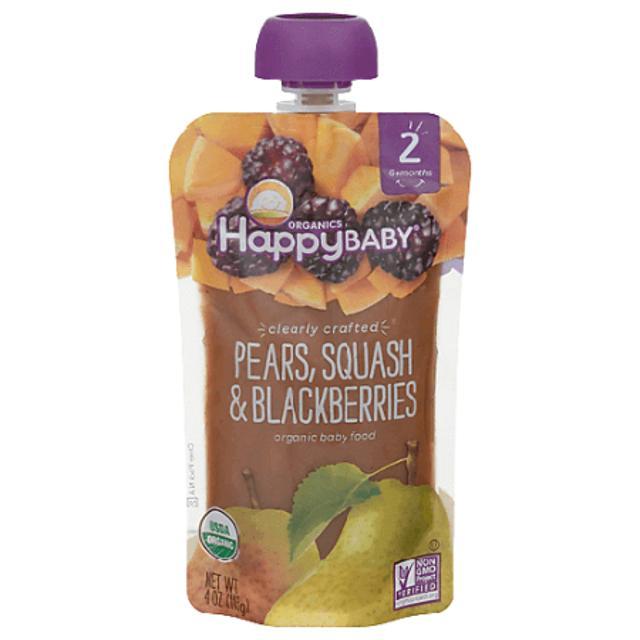 Happy Baby Organic Pears, Squash & Blackberries (2 Months) 4 oz