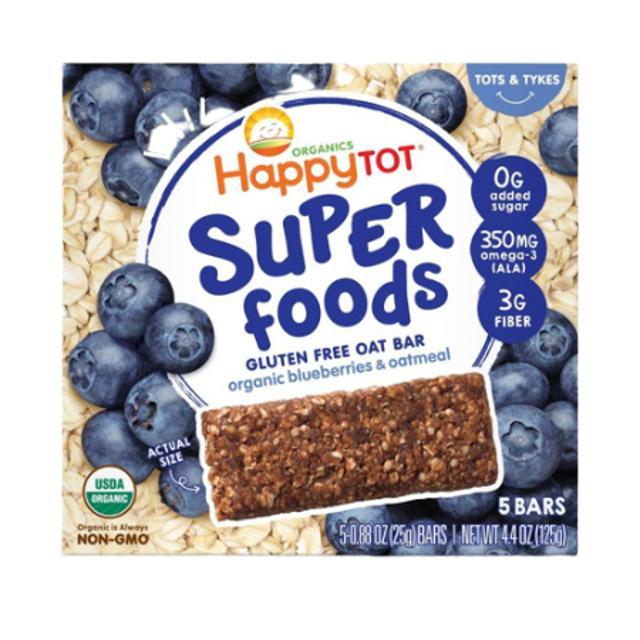 Happy Tot Organic Super Foods Gluten Free Blueberries & Oatmeal Oat Bar 5 ct 4.4 oz