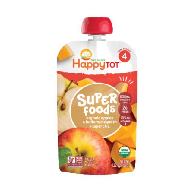 Happy Tot Organic Super Foods Organic Apples & Butternut Squash + Super Chia (4 Months) 4.22 oz